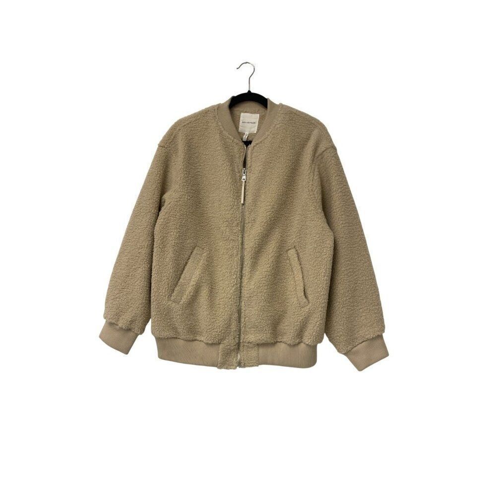 Avec Les Filles Womens Bomber Jacket Small Cream Teddy Sherpa Cozy Full Zip
